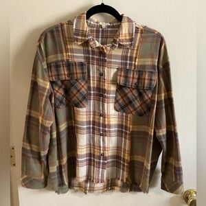 Easel Plaid Button Down Shirt - Multicolor